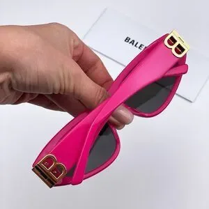 Balenciaga BB0095S 006 Sunglasses Pink Gold Logo Grey Cat Eye Women Balenciaga | Accessories | Balenciagabb095s006 Sunglasses  main image 2